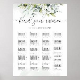 Poster Plan de table de mariage eucalyptus