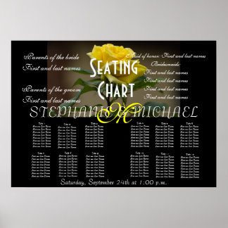 Poster Plan de table de mariage Fleur Fleurir Monogramme 