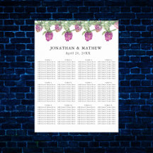 Plan de table de mariage floral aquarelle jungle d