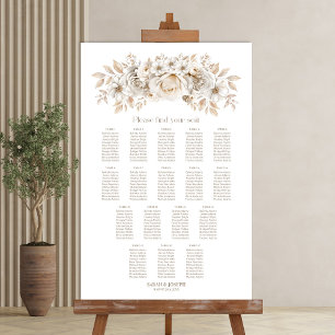 Poster Plan de table de mariage floral blanc 17 tables