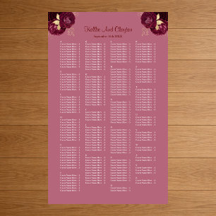 Poster Plan de table de mariage floral bordeaux et or 200