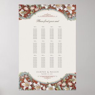 Poster Plan de table de mariage floral Élégance de jardin