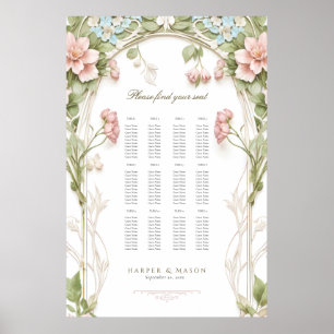 Poster Plan de table de mariage floral Hortensia