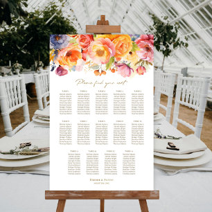 Poster Plan de table de mariage floral printanier pour 14
