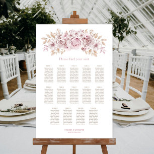 Poster Plan de table de mariage floral rose 14