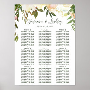 Poster Plan de table de mariage Floral Végétal 9 Tables