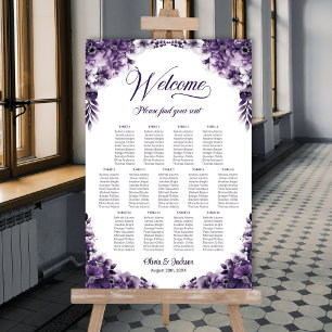 Poster Plan de table de mariage floral violet 13