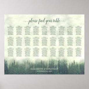 Poster Plan de table de mariage Foggy Green Pines 27