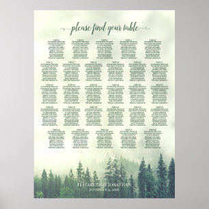 Poster Plan de table de mariage Foggy Green Pines 28