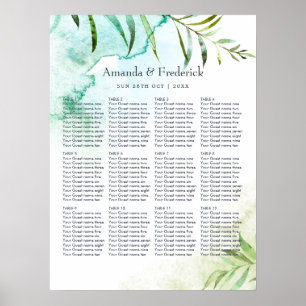 Poster Plan de table de mariage géométrique à l'aquarelle