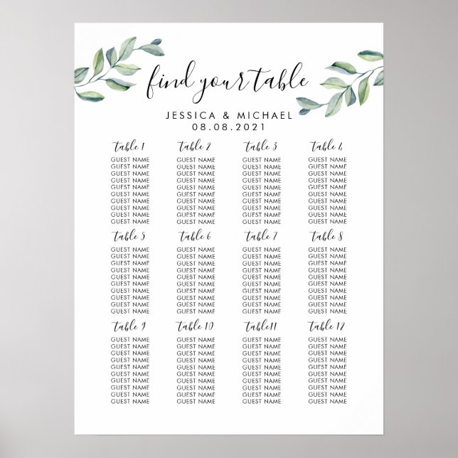 Poster Plan de table de mariage grand format 12 (Devant)