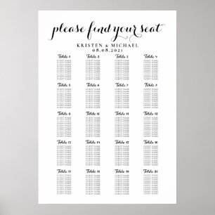 Poster Plan de table de mariage grand format 20 tables