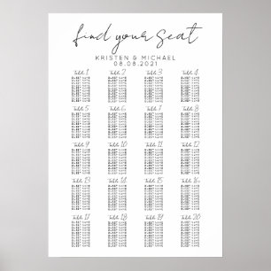 Poster Plan de table de mariage grand format 20 tables