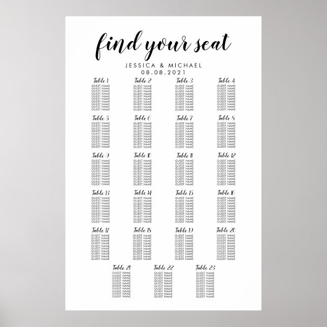 Poster Plan de table de mariage grand format 23 (Devant)