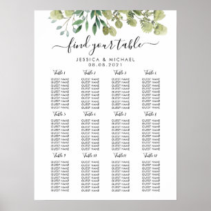 Poster Plan de table de mariage grand modèle à 12 tables