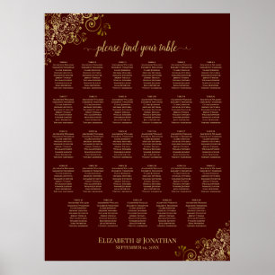 Poster Plan de table de mariage Lacy Gold 29 Auburn