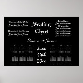 Poster Plan de table de mariage mariée marié invités de m