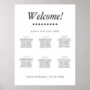 Poster Plan de table de mariage minimaliste-1 N&B pour 6 