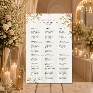 Poster Plan de table de mariage | Panneau de réception fl