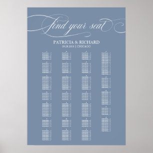 Poster Plan de table de mariage par ordre alphabétique Bl
