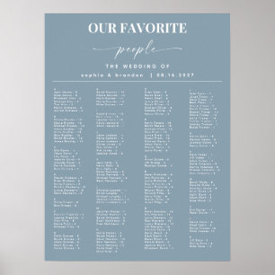 Poster Plan de table de mariage par ordre alphabétique bl