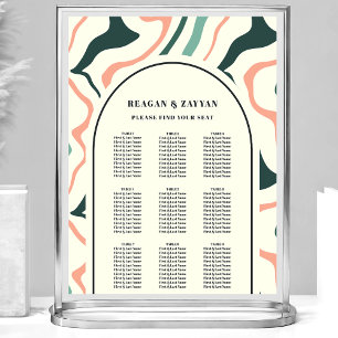 Poster Plan de table de mariage Rose Menthe Arc en spiral