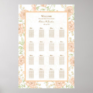 Poster Plan de table de mariage Rose pêche