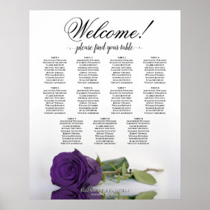 Poster Plan de table de mariage Rose Violet Royal 11 tabl
