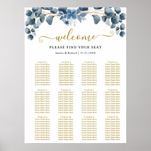 Poster Plan de table de mariage Rustique avec verdure