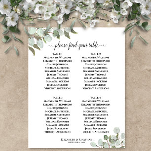 Poster Plan de table de mariage rustique eucalyptus 4 tab