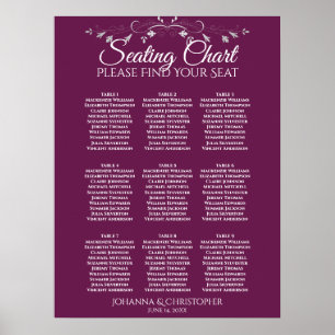 Poster Plan de table de mariage Silver on Cassis 9