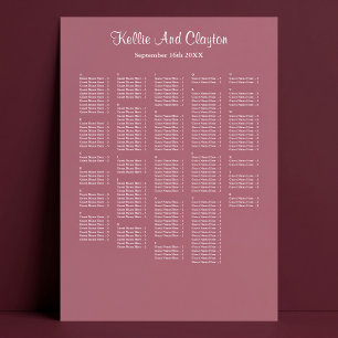 Poster Plan de table de mariage simple bordeaux 250