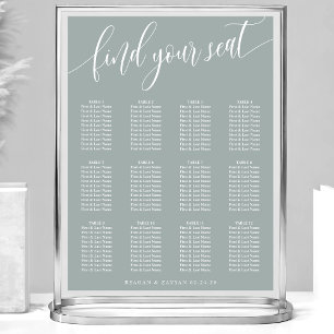 Poster Plan de table de mariage simple Dusty Sage