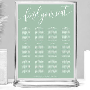 Poster Plan de table de mariage simple Menthe poussiéreus