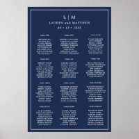 Plan de table de mariage simple monogramme bleu ma