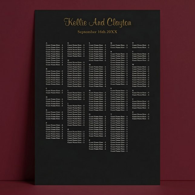 Poster Plan de table de mariage simple pour plus de 250 i (Créateur téléchargé)
