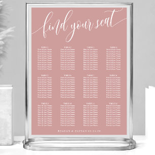 Poster Plan de table de mariage simple rose poussiéreux