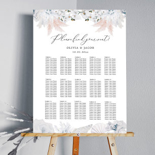 Poster Plan de table de mariage sur la plage Dusty Blue (