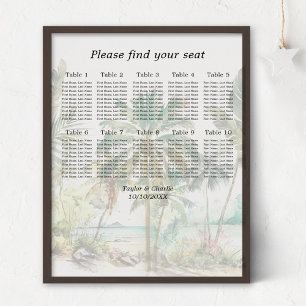 Poster Plan de table de mariage sur la plage tropicale 10