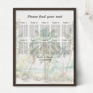 Poster Plan de table de mariage sur la plage tropicale 10