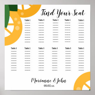 Poster Plan de table de mariage Tranches de citron audaci