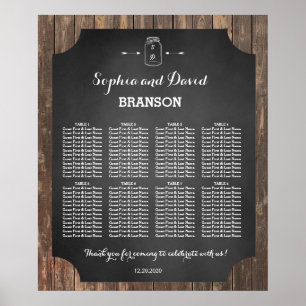 Poster Plan de table de mariage unique en pot Mason rusti