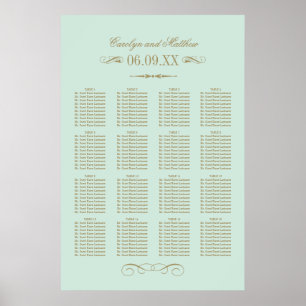 Poster Plan de table de mariage vintage mint Antique Flou