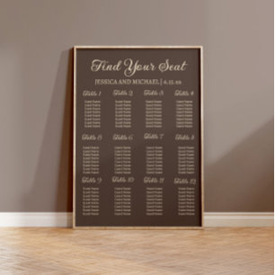 Poster Plan de table de réception de mariage marron