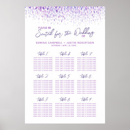 Poster Plan de table du mariage d'aquarelle abstrait viol
