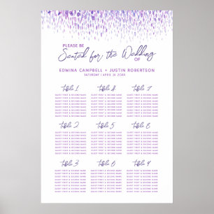 Poster Plan de table du mariage d'aquarelle abstrait viol