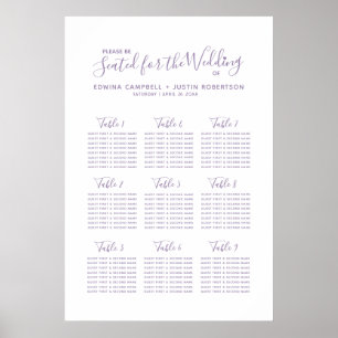 Poster Plan de table du mariage de l'art cardiaque en vio