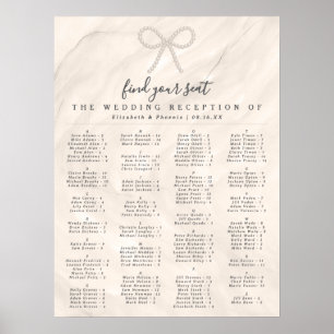 Poster Plan de table élégant avec nœud en perle par ordre