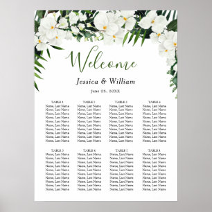 Poster Plan de table élégant avec orchidées blanches Bohè