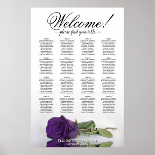 Poster Plan de table élégant avec rose royale violette po